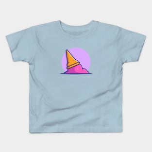 Ice Cream Cone Cartoon Vector Icon Illustration (11) Kids T-Shirt